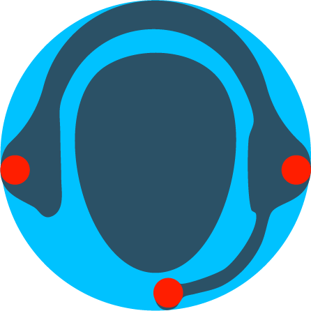 blue icon with head phones customer support